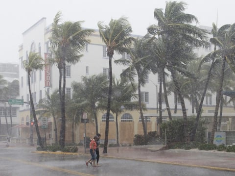 Winds hit Miami Beach on Saturday.